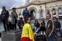 Demonstrators are in the Republic square to start a rally. People from different stratums are here. April 22, 2018, Yerevan-Armenia.