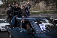 The demonstrator come to the streets to celebrate the resigning of prime minister Serzh Sargsyan.April 22, 2018, Yerevan-Armenia.