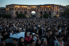 People are at the Republic square. They are asking for the elected prime minister's deposition. April 17, 2018, Yerevan-Armenia.